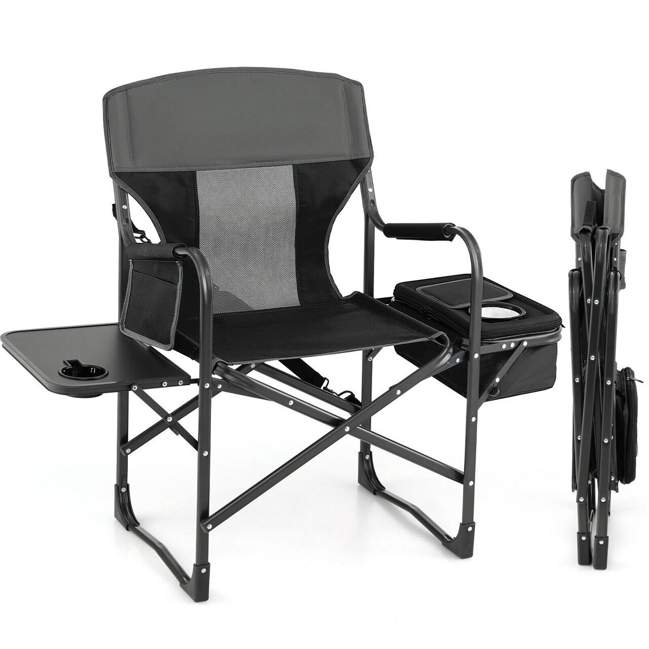 Folding Camping Directors Chair With Cooler Bag And Side Table